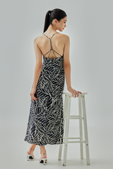 Rea Strappy Back Printed Midi Dress